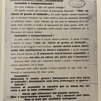 Il grano dell’Emilia non deve finire nelle mani dei tedeschi, volantino, in La Resistenza a Bologna, vol. IV, p. 289.