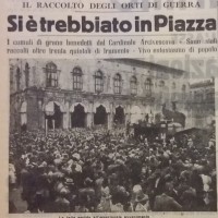 Il raccolto degli orti di guerra. Si è trebbiato in piazza, in «Il Resto del Carlino», 4 luglio 1942.
